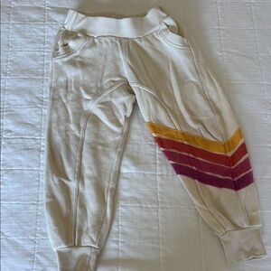 Aviator Nation Kids Cream Joggers with Multicolor Stripes